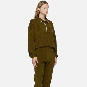 Gil Rodriguez Diana Half Zip Green Terry Beachwood Sweater M